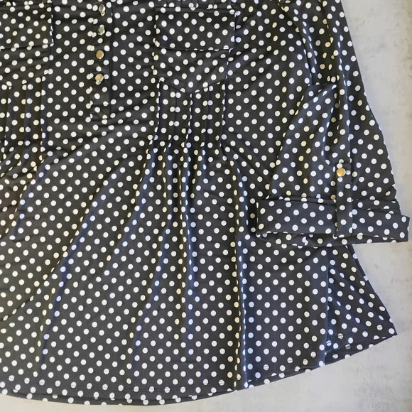 Cocomo Polka Dot Blouse Roll Tab Sleeve Pleated Relaxed Fit Black White Size 3X - Picture 8 of 11